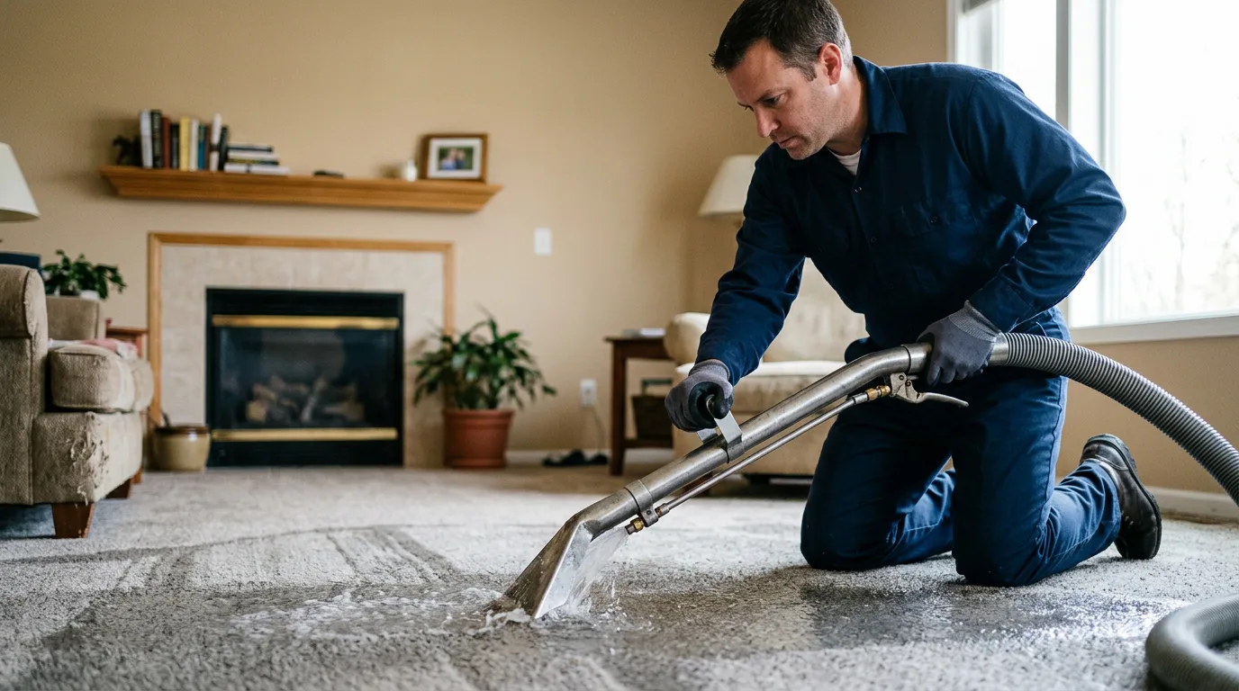 Water damage restoration technician working near Voltaire, ND